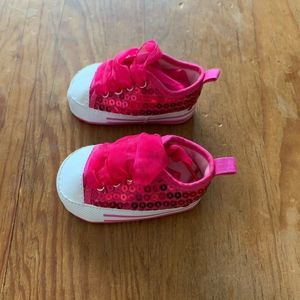 Stepping Stones Infant Sneakers Pink Sequin Ribbon